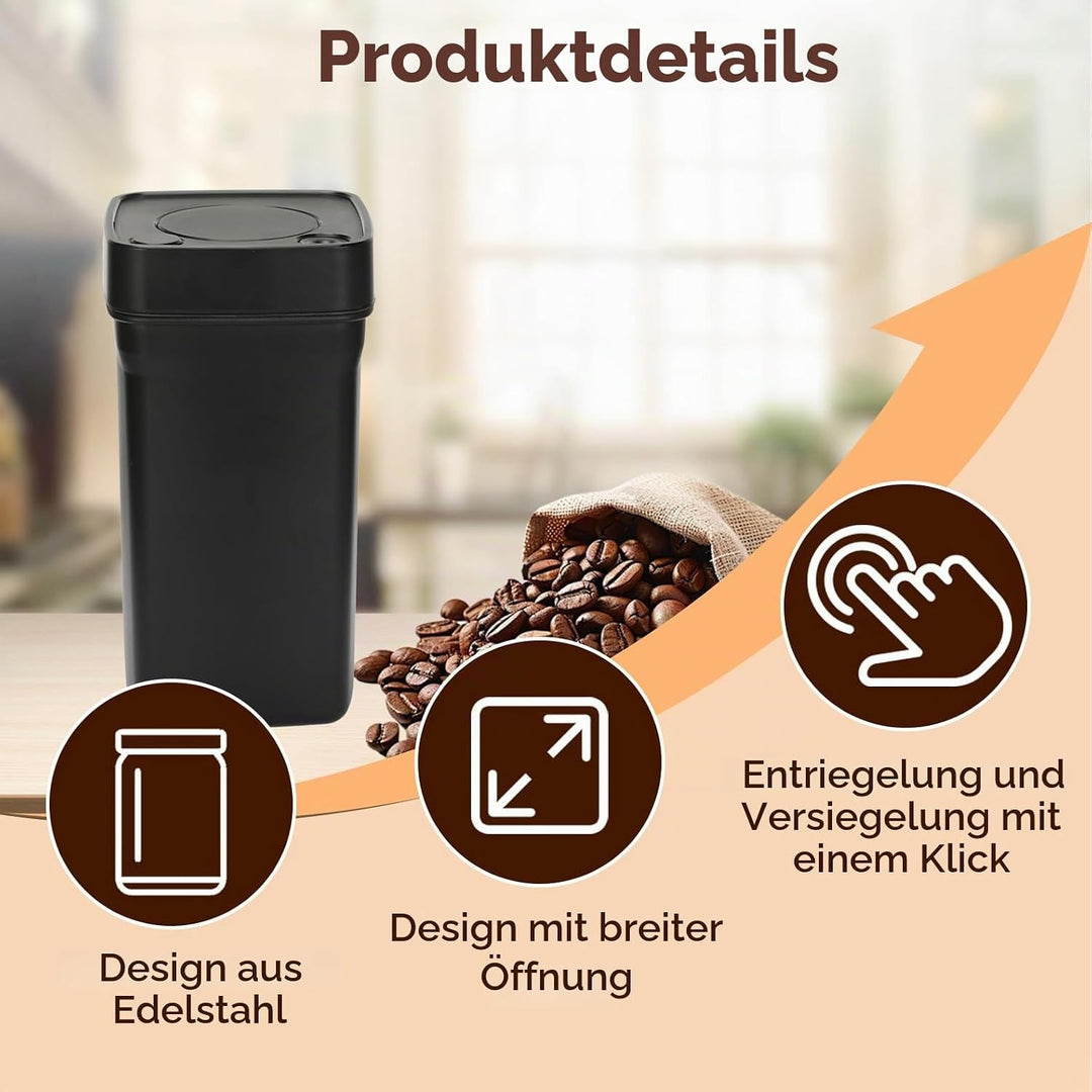 Romon Kaffeedose Luftdicht, 1.2L Edelstahl Vakuum Kaffeebohnen Behälter, Aufbewahrungsdose mit Dicht