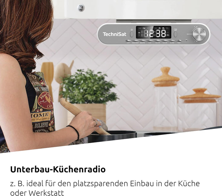 TechniSat KITCHENRADIO - Unterbau Küchenradio mit UKW/FM, LED Display, Arbeitsleuchte, Timer, Blueto