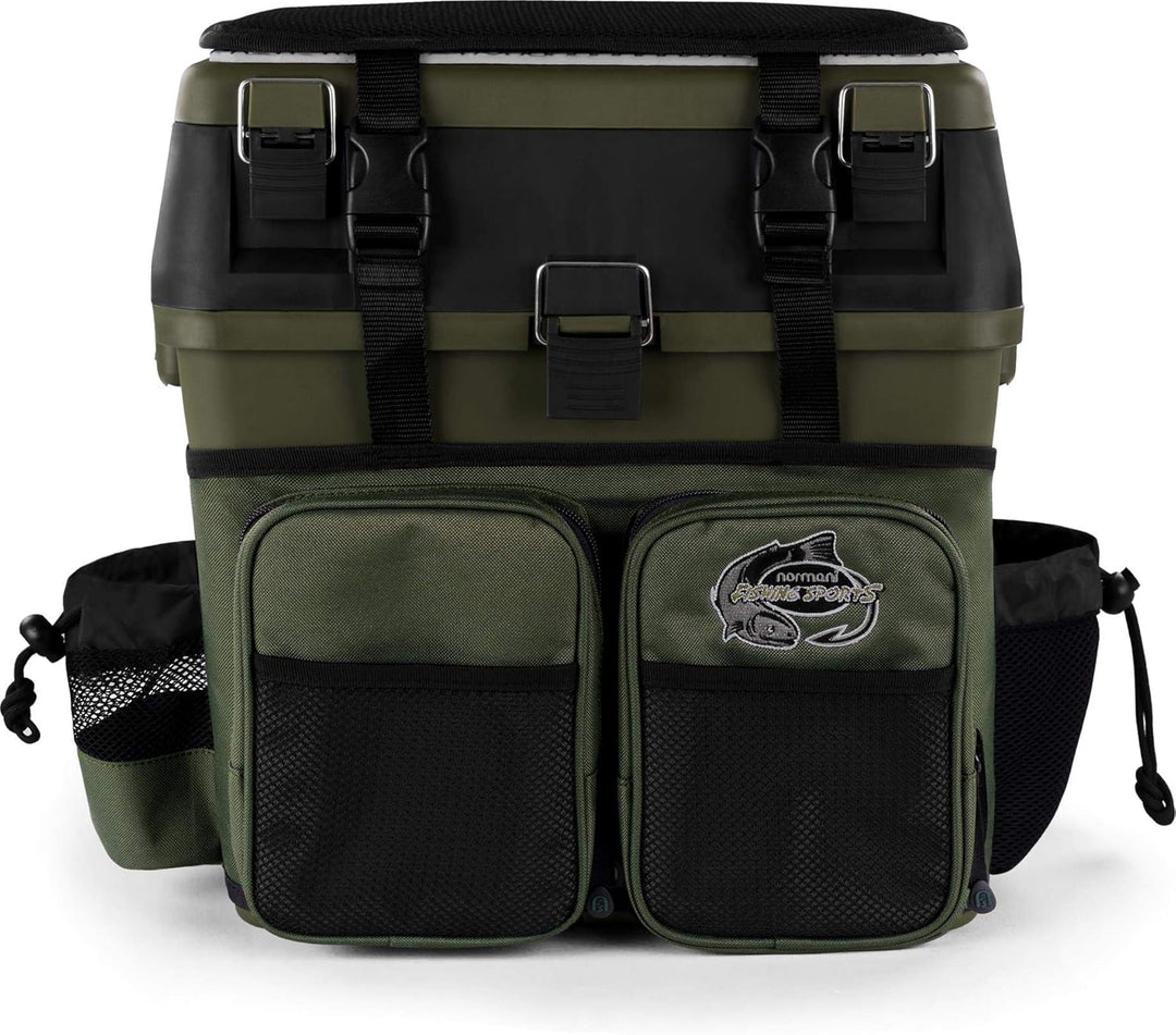 Sitzkiepe Angelobox Angel-Sitzbox Angelrucksack Angeltasche Angelkoffer Angler-Gerätekasten mit 4 Ta
