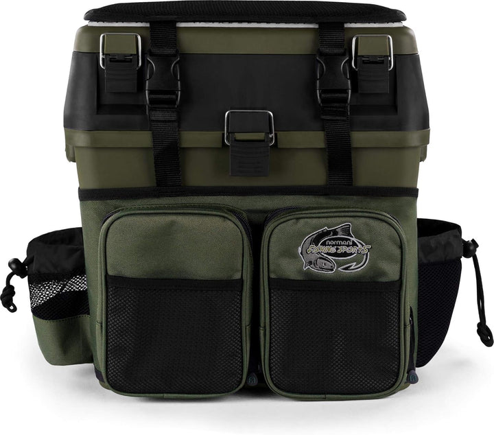 Sitzkiepe Angelobox Angel-Sitzbox Angelrucksack Angeltasche Angelkoffer Angler-Gerätekasten mit 4 Ta