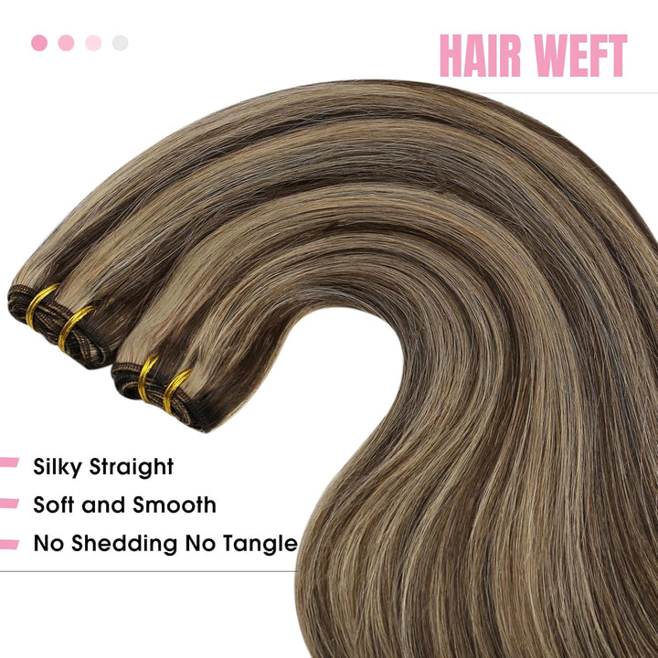 YoungSee Echthaar Tressen Dunkelbraun Tressen Extensions Echthaar Braun Blond Tressen Echthaar 40cm