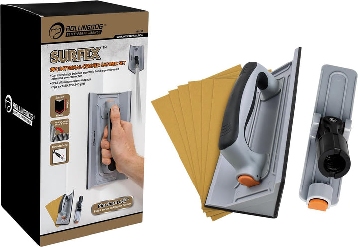 ROLLINGDOG Trockenbau-Eck-Handschleifer – 6 Stück Oxid-Mesh-Schleifpapier für Eckwandreinigung und P