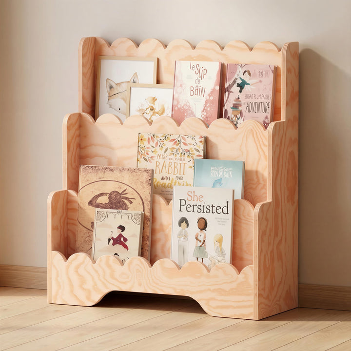 smartwood Montessori Bücherregal Kinder - Kinderzimmer-Regal mit 3 Fächern aus FSC-zertifiziertem Ki