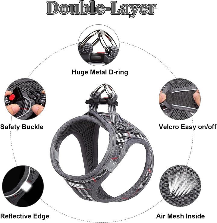 Suredoo Hundegeschirr Kleine Hunde mit Leine, Anti Zug Geschirr Reflektierend Atmungsaktiv Brustgesc
