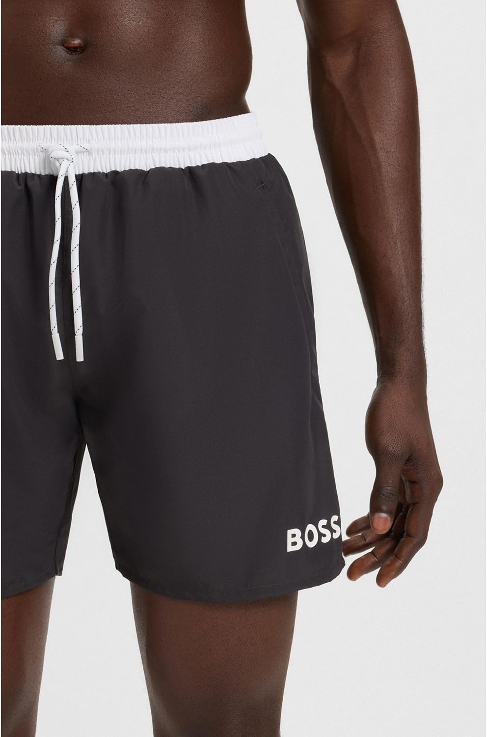 BOSS Herren Starfish Schnell trocknende Badeshorts mit Logo-Print S Dark Grey 022, S Dark Grey 022