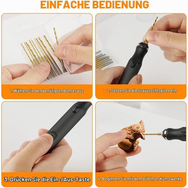Ainiv 3-Gang-Elektro-Mini-Bohrstift, Wiederaufladbare DIY Handbohrer Elektrisch, Mini Bohrmaschine m