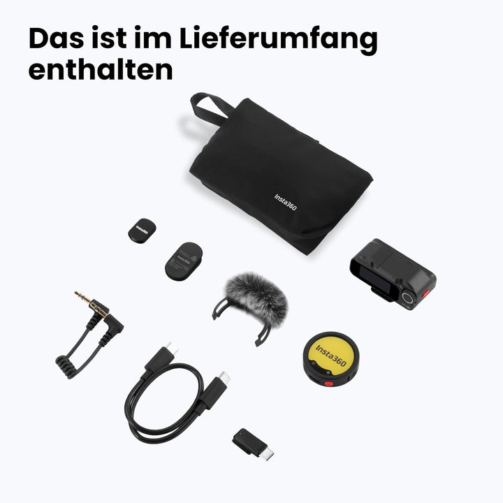Insta360 Mic Pro (1 TX + 1 RX), kabelloses Mini-Lavalier-Mikrofon für iPhone/Kamera/Android, Videoau