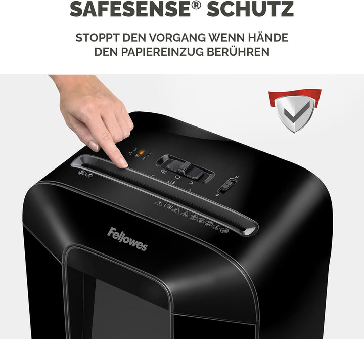 Fellowes Aktenvernichter 12 Blatt (P4), Papierschredder mit Cross-Cut für Homeoffice und Büro, LX85,