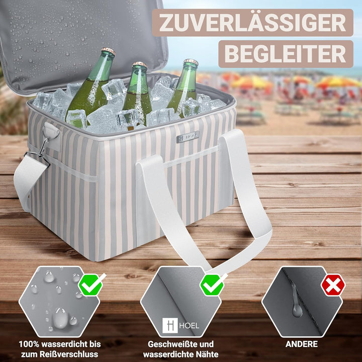 HOEL Kühltasche gross 20L &amp; 30L faltbar - Isolierte Thermotasche - Lunchtasche wasserdicht &amp; auslauf