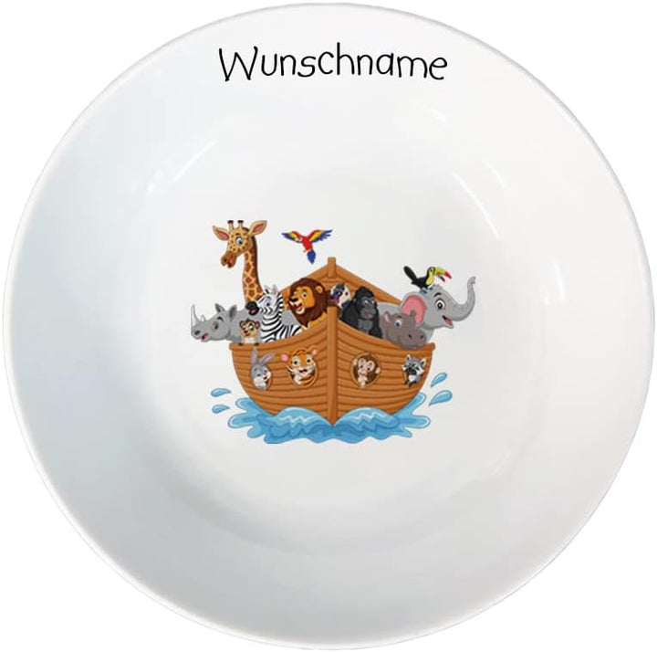 Kindergeschirr personalisiert - Frühstücksservice 3-tlg. Porzellan Teller Becher Schale personalisie