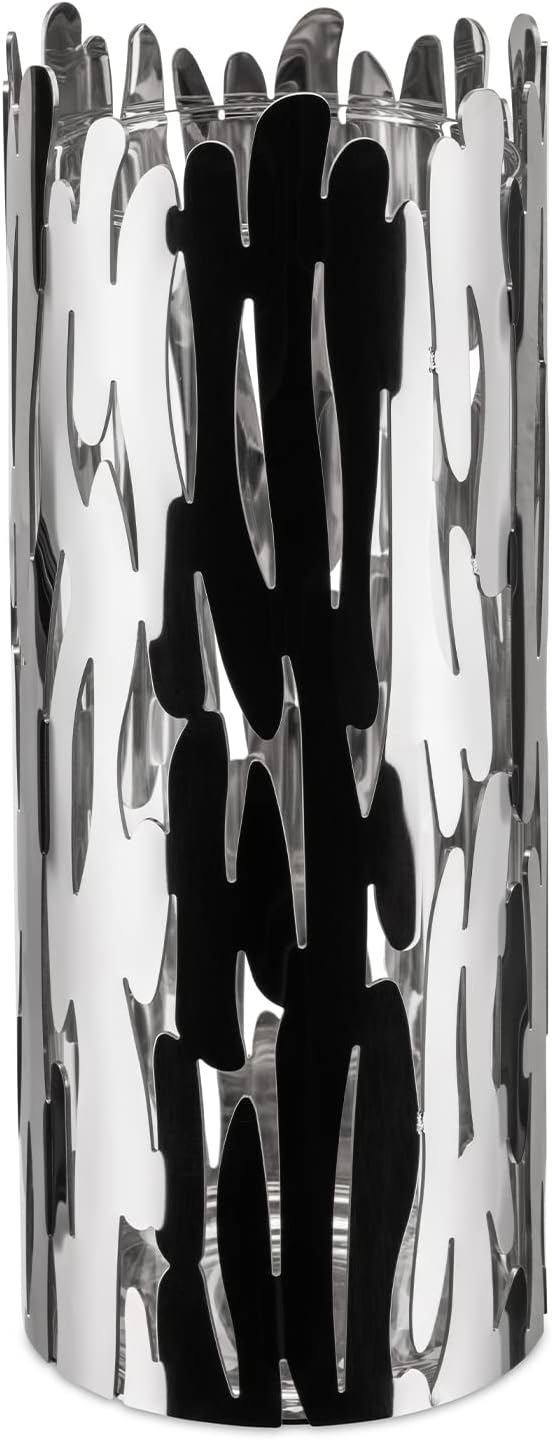 Alessi BM05 Barkvase Blumenvase - Edelstahl 18/10 glänzend poliert mit Behälter aus Glas. Silber, Si