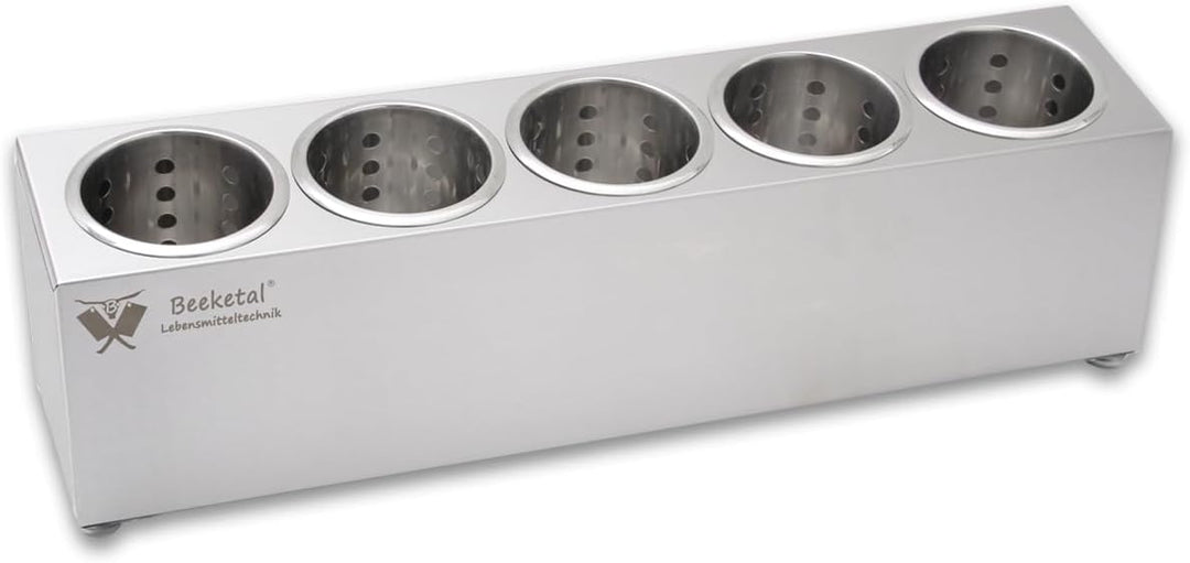 Beeketal 'BBK-5' Profi Gastro Besteckbehälter aus Edelstahl poliert inkl. 5 Köcher einreihig, entneh