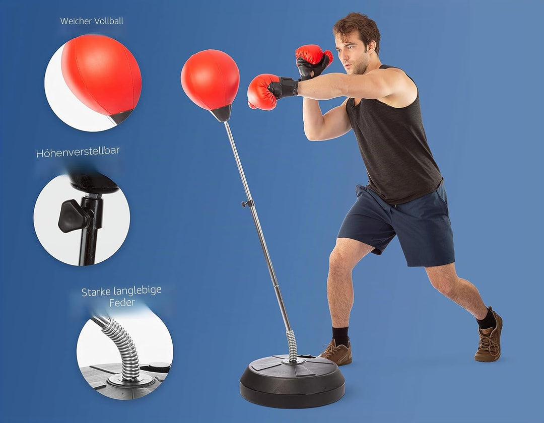 Punching Bag with Stand, Boxing Bag for Teens & Adults - Height Adjustable - Speed Bag for Training,