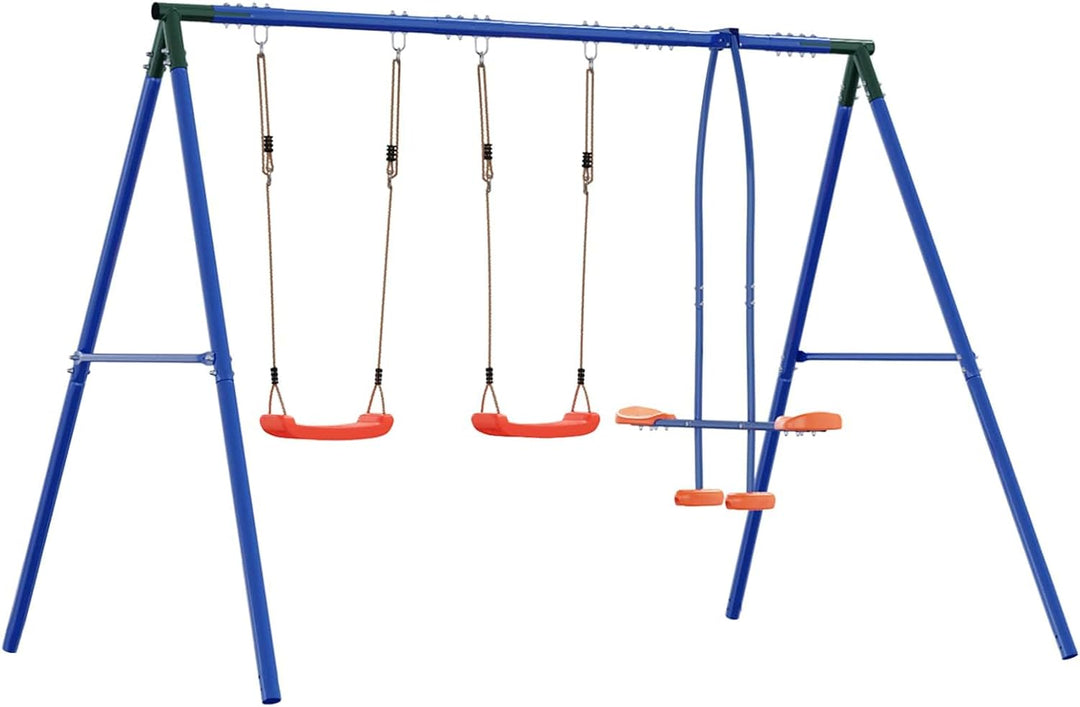 Mangloder Mehrfarbiges Outdoor Schaukelset 263 x 185 x 185 cm aus Stahl und PE für Garten, Spielplat