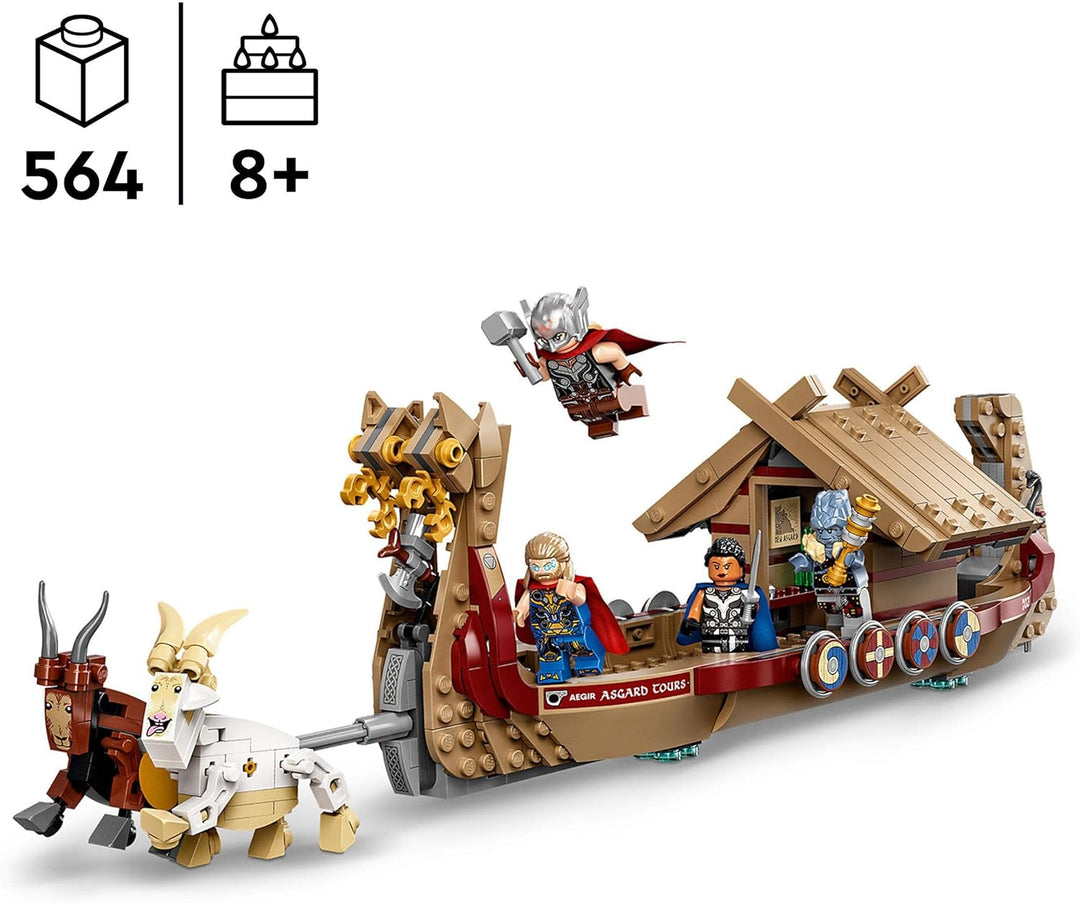 LEGO 76208 Marvel Das Ziegenboot Spielzeug-Schiff aus Thor: Love & Thunder, Avengers-Set zum Bauen m