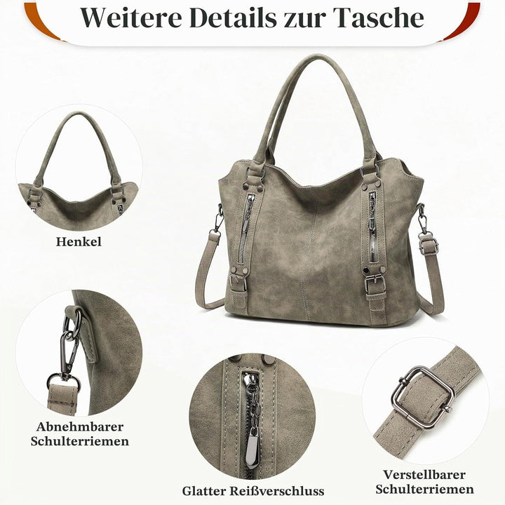 VINBAGGE Damen Handtasche PU Leder Henkeltasche Shopper Tasche Vintage Weiches Umhängetasche Schulte