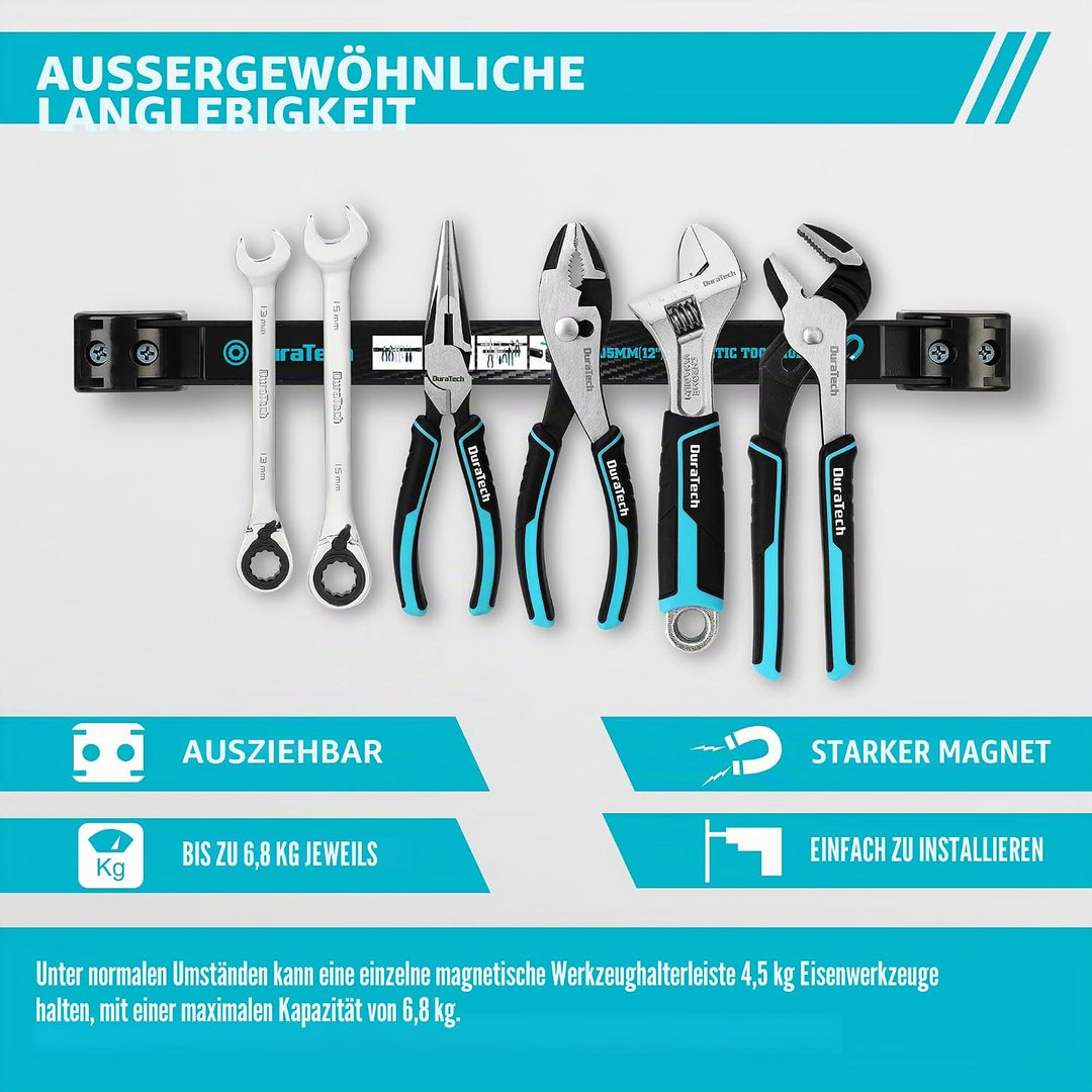 DURATECH Magnetleiste Werkzeug Set 4 Stück, Magnethalter Werkzeughalter Wand, Starke Magnete, Einfac