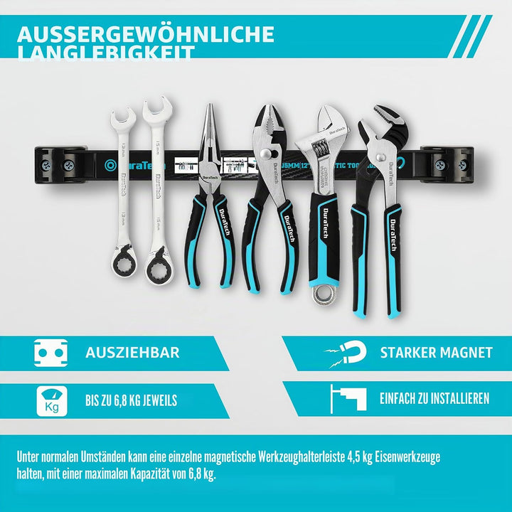 DURATECH Magnetleiste Werkzeug Set 4 Stück, Magnethalter Werkzeughalter Wand, Starke Magnete, Einfac
