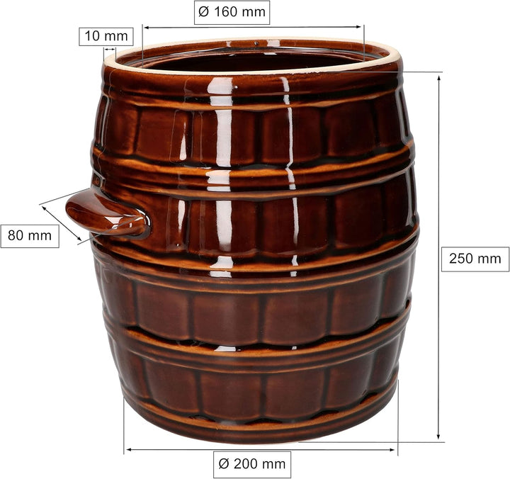 KOTARBAU® Keramiktopf 8 L Steinguttopf Sauerkrauttopf zum Einlegen von Speisen, 8 L