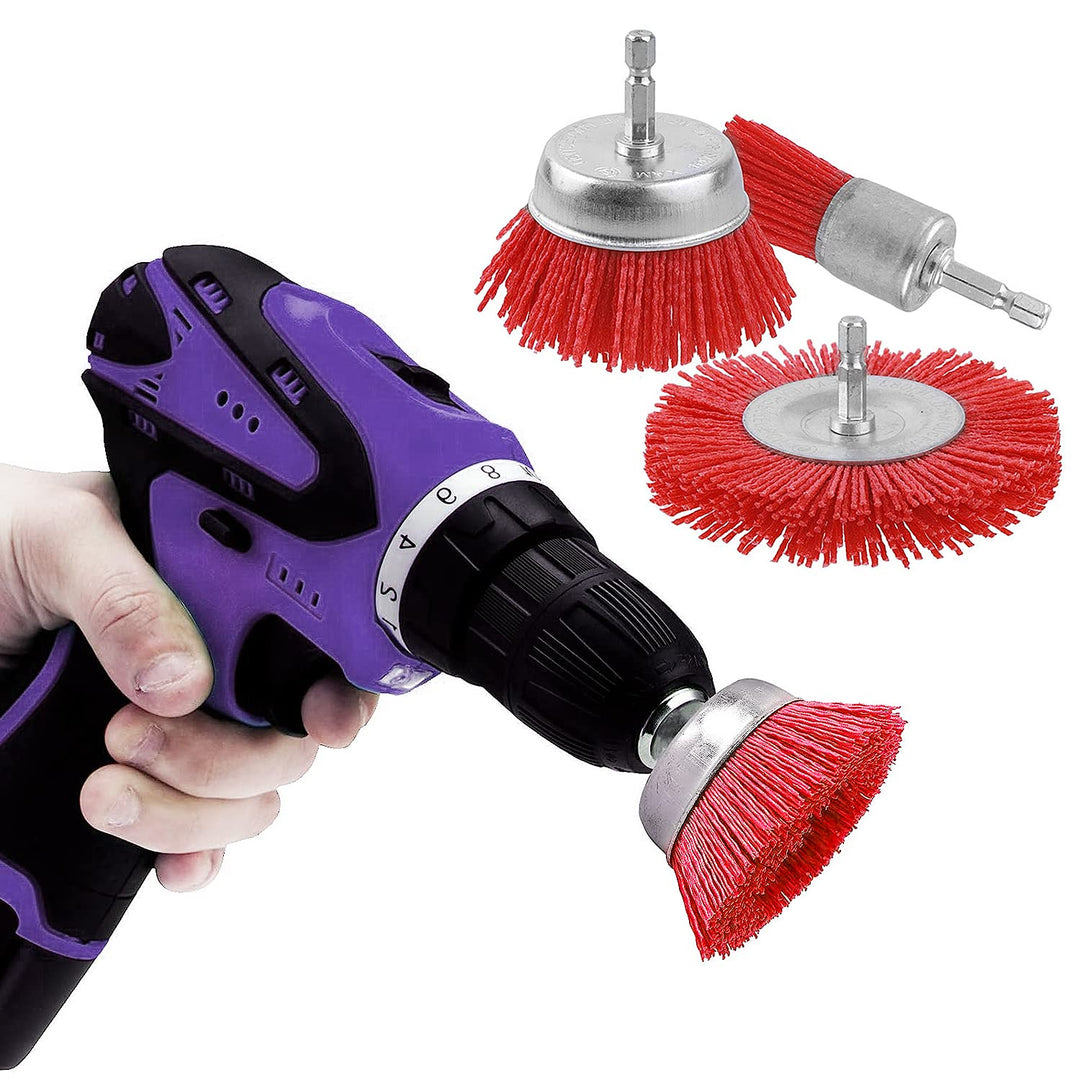 9 Stück Schleifaufsatz für Bohrmaschine, Nylonbürste mit 1/4 Zoll Sechskantschaft, Topfbürsten Schle