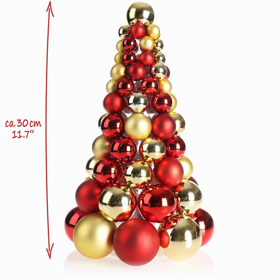 COM-FOUR® Künstlicher Weihnachtsbaum mit Christbaumkugeln - Geschmückter Tannenbaum für die Weihnach