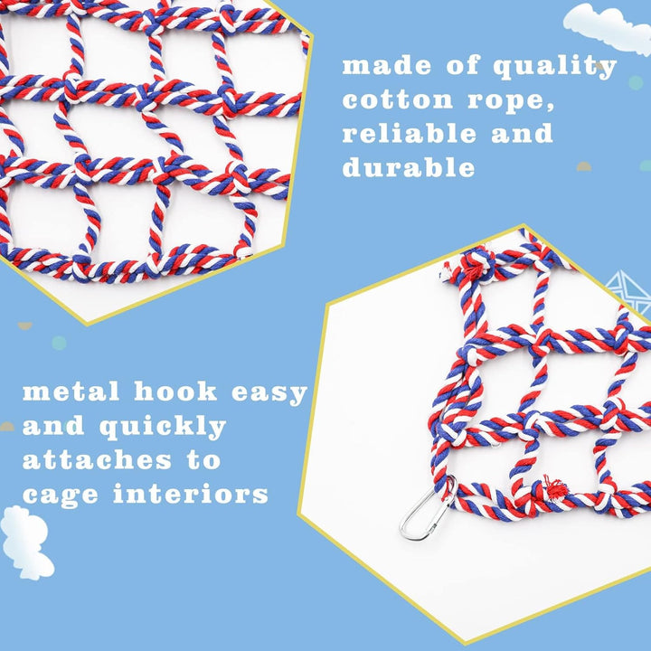 2er Pack Farbiges Kletternetz für Vögel und Kleintiere, Ratten-Kletternetz, Hängende Hängematte, Vog