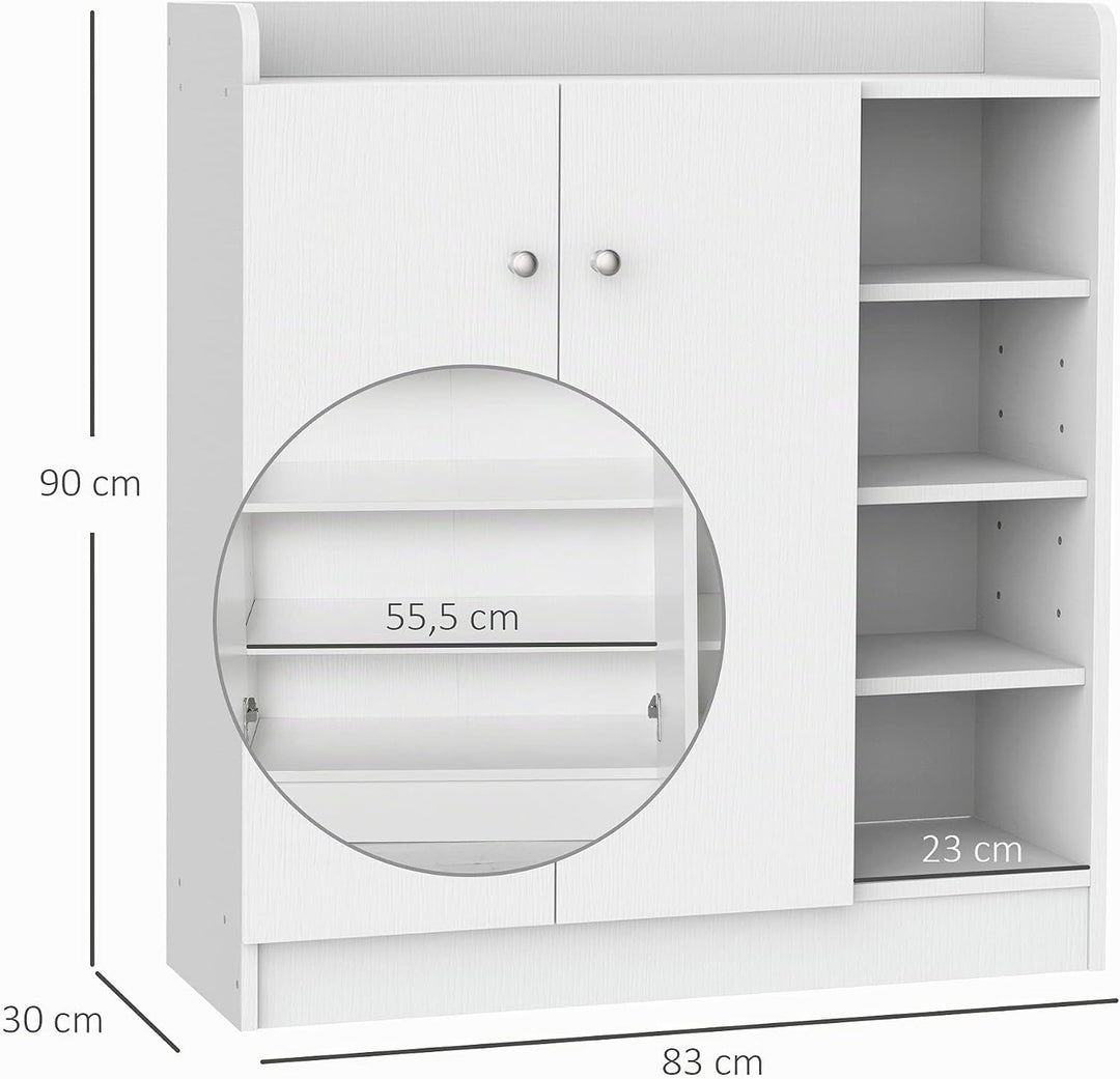 HOMCOM Schuhschrank Schuhregal mit 4 Fächern Schuhablage Schuhkommode für 12 Paar Schuhe 83 x 30 x 9
