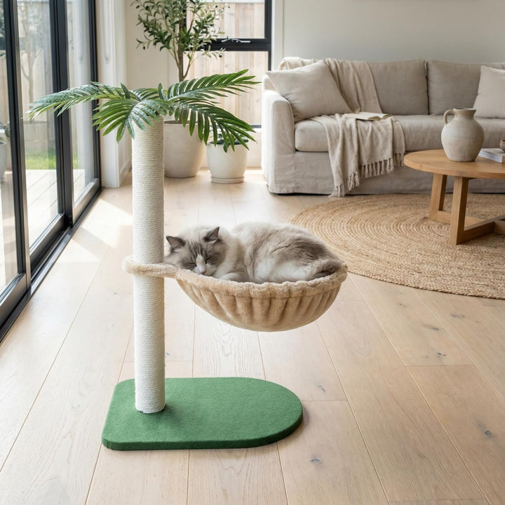 Flauschiges Katzennestbett Ersatz für Katzenkratzbaum – Hängbare Katzenhängematte mit Stahlring (Bei