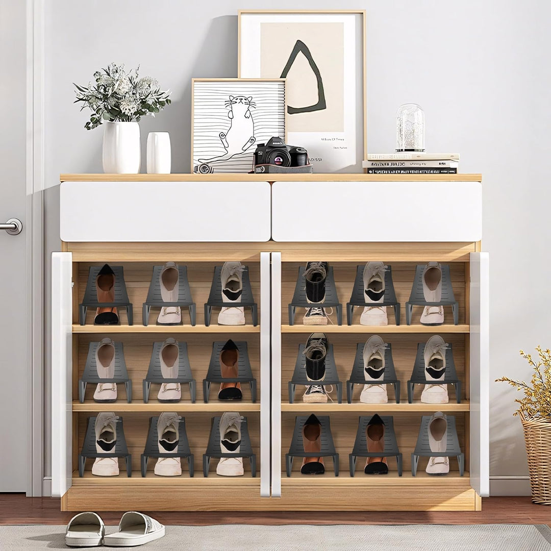 NAIZY Schuhstapler 10 Stück Schuhorganizer PP-Kunststoff Anti Rutsch Schuhregal Doppelschicht Stapel