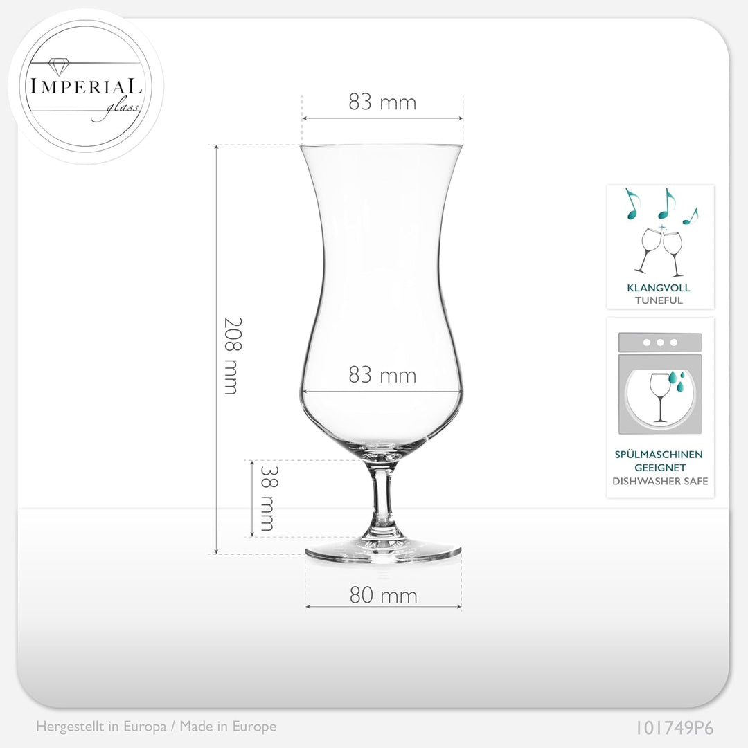 IMPERIAL glass Cocktailgläser 500ml aus Crystalline Glas Set 6 Stück Longdrinkgläser Eiskaffeegläser