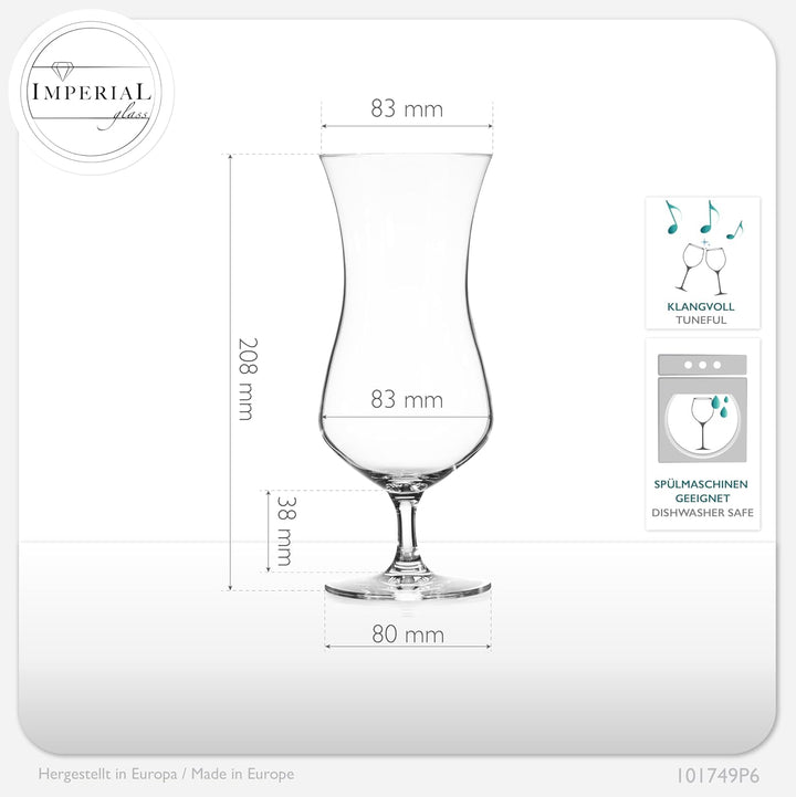 IMPERIAL glass Cocktailgläser 500ml aus Crystalline Glas Set 6 Stück Longdrinkgläser Eiskaffeegläser