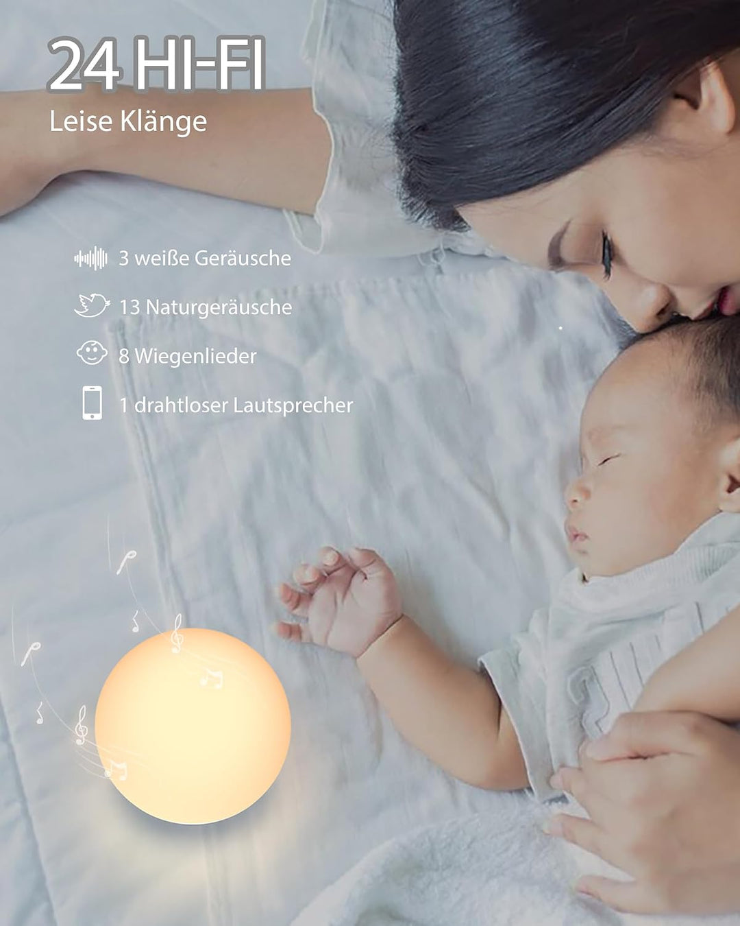 HOMGEN 2 in 1 White Noise Machine Silikon Weisses Rauschen Maschine für Babys Type-C Wiederaufladbar