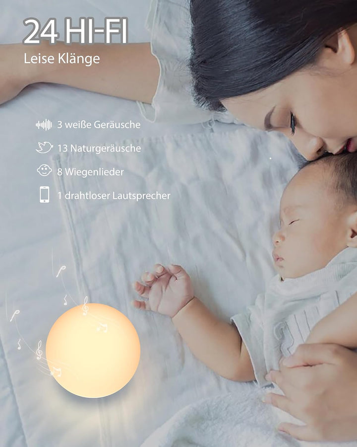 HOMGEN 2 in 1 White Noise Machine Silikon Weisses Rauschen Maschine für Babys Type-C Wiederaufladbar