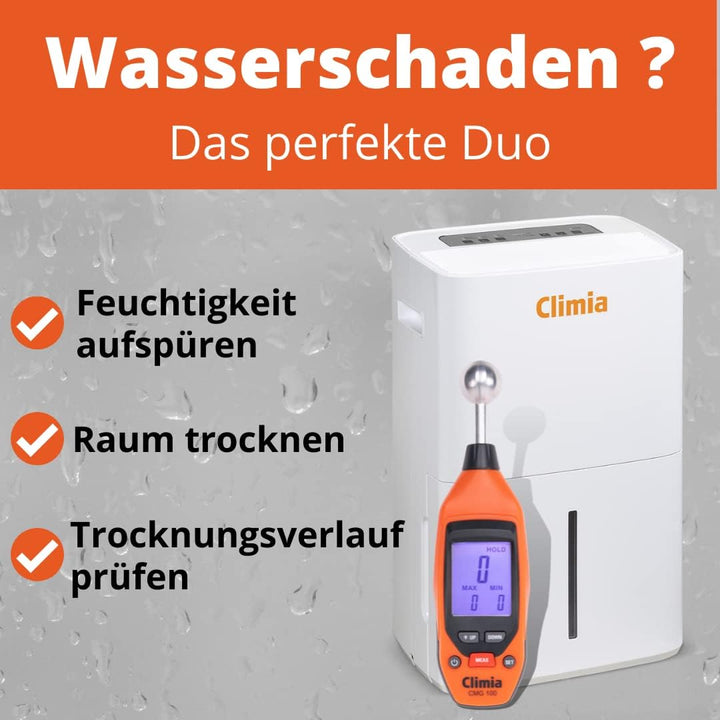 Climia CTK 240 + CMG100 Bundle, elektrischer Bautrockner mit ökologischem Kühlmittel & Feuchtemessge