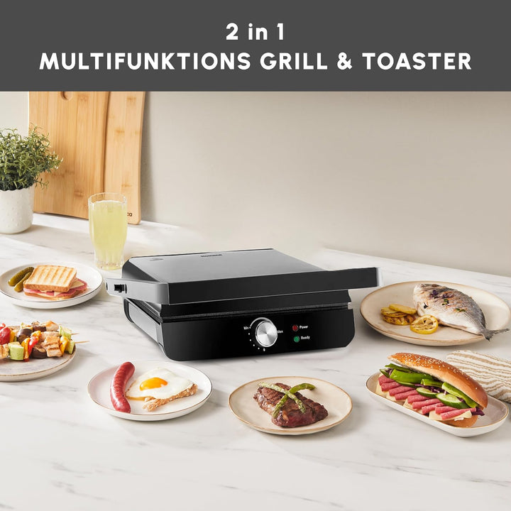 Karaca Toastmaster Inox Toaster Sandwichtoaster und Electric Grill, Schwarz, Tost Makinesi, Vielseit