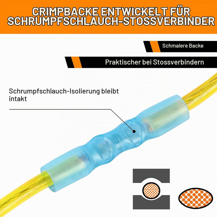 KF CPTEC Crimpzange für Schrumpfverbinder 0,5-8,0 mm² (AWG 22-8) – Krimperzange Kabelschuhe mit Rats