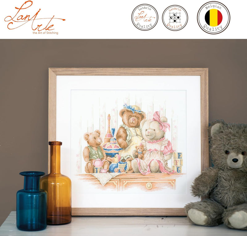 Lanarte Zählmusterpackung Spielzeug & Teddy Zählstoff Kreuzstichpackung, Baumwolle, Mehrfarbig, 44.0