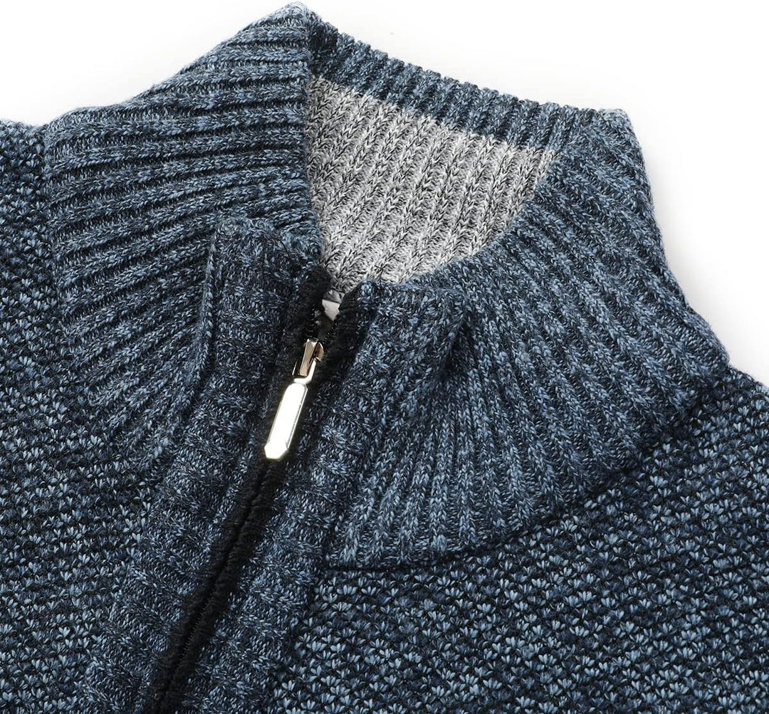 Herren Strickjacke Warm Fleece-gefüttert Wintermantel mit durchgehendem Reissverschluss S Blau, S Bl