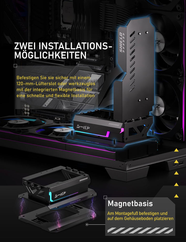 EZDIY-FAB Shield ARGB Aufrechte GPU-Halterung mit PCIe 5.0 Riser–Vertikalhalterung für RTX 50 Serie,