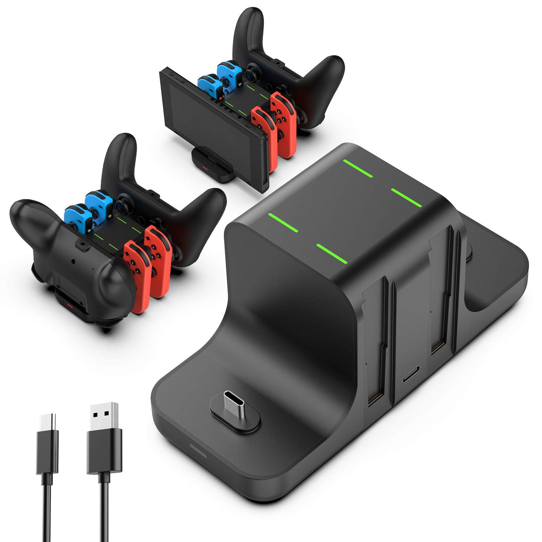 GeeRic Ladestation Kompatibel für Switch,6 IN 1 Switch Joy Con Ladegerät joycon ladestation Lade Doc