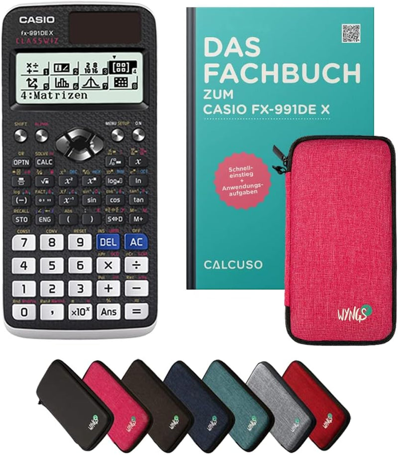 CALCUSO Standardpaket: Casio FX-991 DE X technisch-wissenschaftlicher Taschenrechner + WYNGS Schutzt