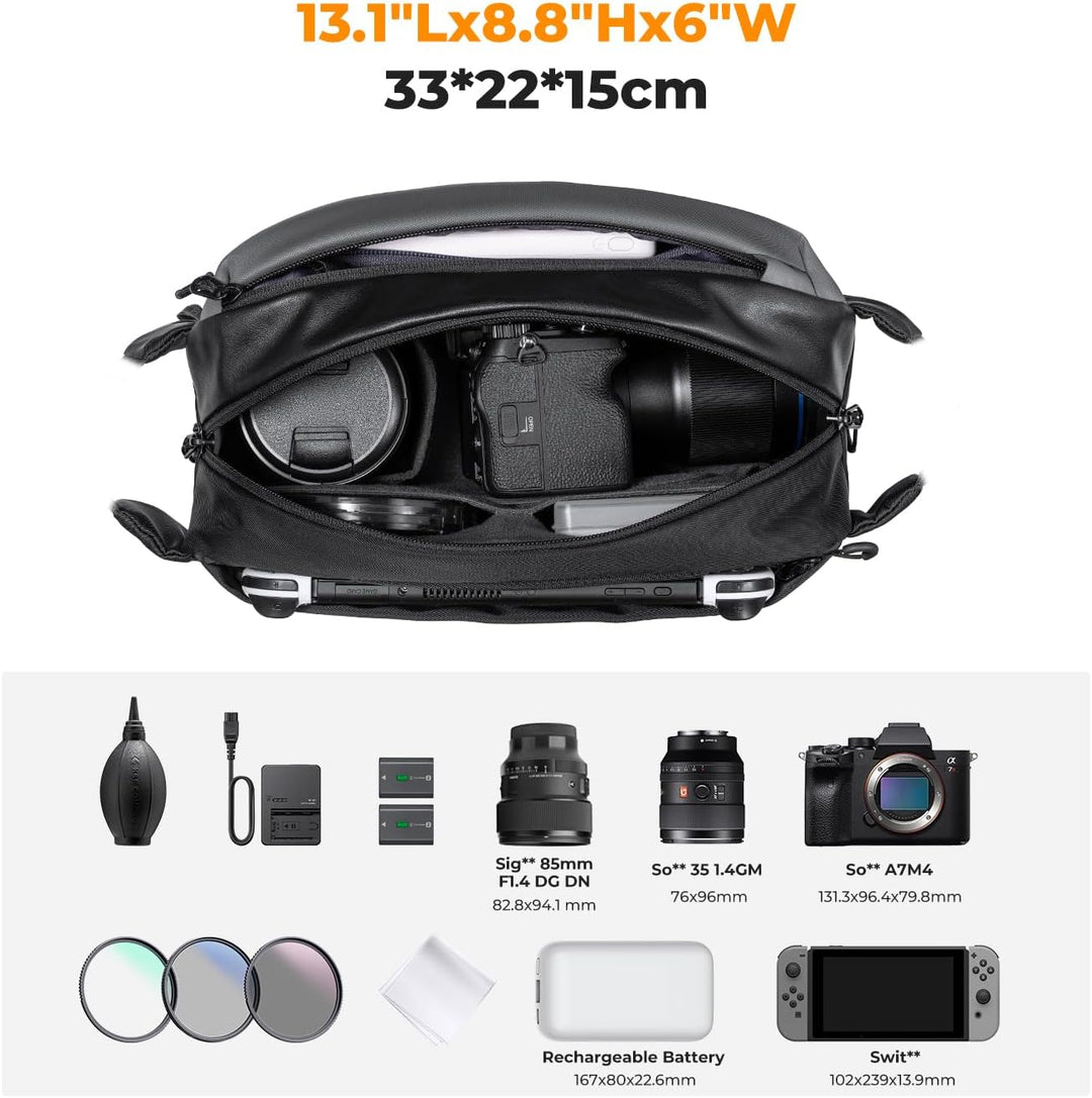 K&F CONCEPT Kamera-Rucksack, Schultertasche, quadratische Tasche, Taschen für Fotografen, Kamera-Rec