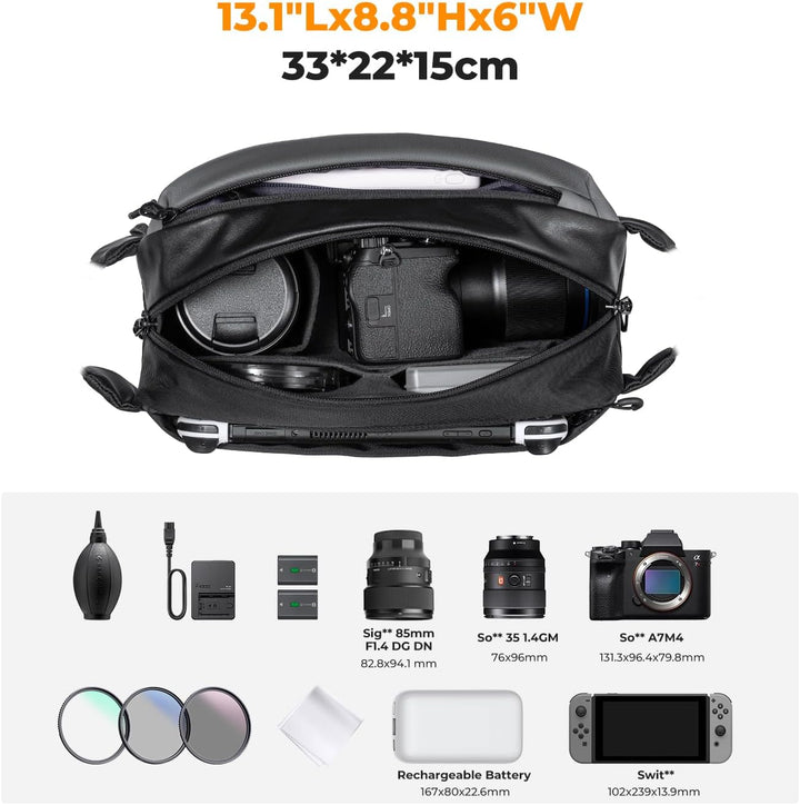 K&F CONCEPT Kamera-Rucksack, Schultertasche, quadratische Tasche, Taschen für Fotografen, Kamera-Rec