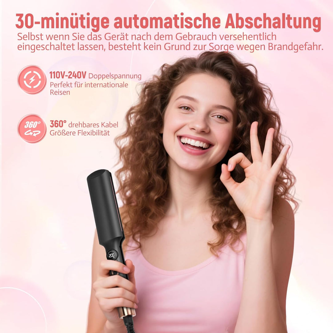 Welleneisen für Haare, Mini Welleneisen für Beach Waves mit 5 Temps 140-220℃, Keramik Glätteisen, 2