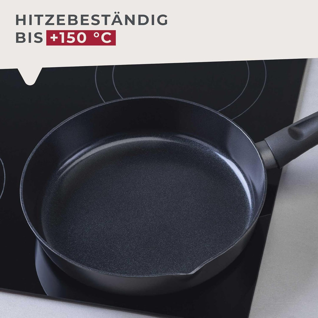 FACKELMANN Pfannenset Highrise 3-tlg Ø 20/24/28 cm – Antihaft-Bratpfannen aus recyceltem Aluminium,