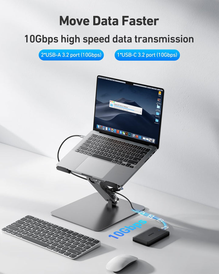 BENFEI Laptop Ständer mit 6-in-1 USB C Dockingstation: HDMI (4K@60Hz), Gigabit-LAN, 100W Power Deliv
