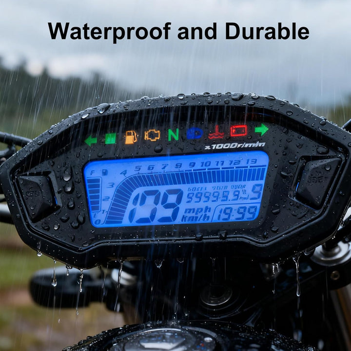 Geloo Motorrad Tachometer Tachometer, 13000 U/min Motorrad Messgerät LED Hintergrundbeleuchtung Digi