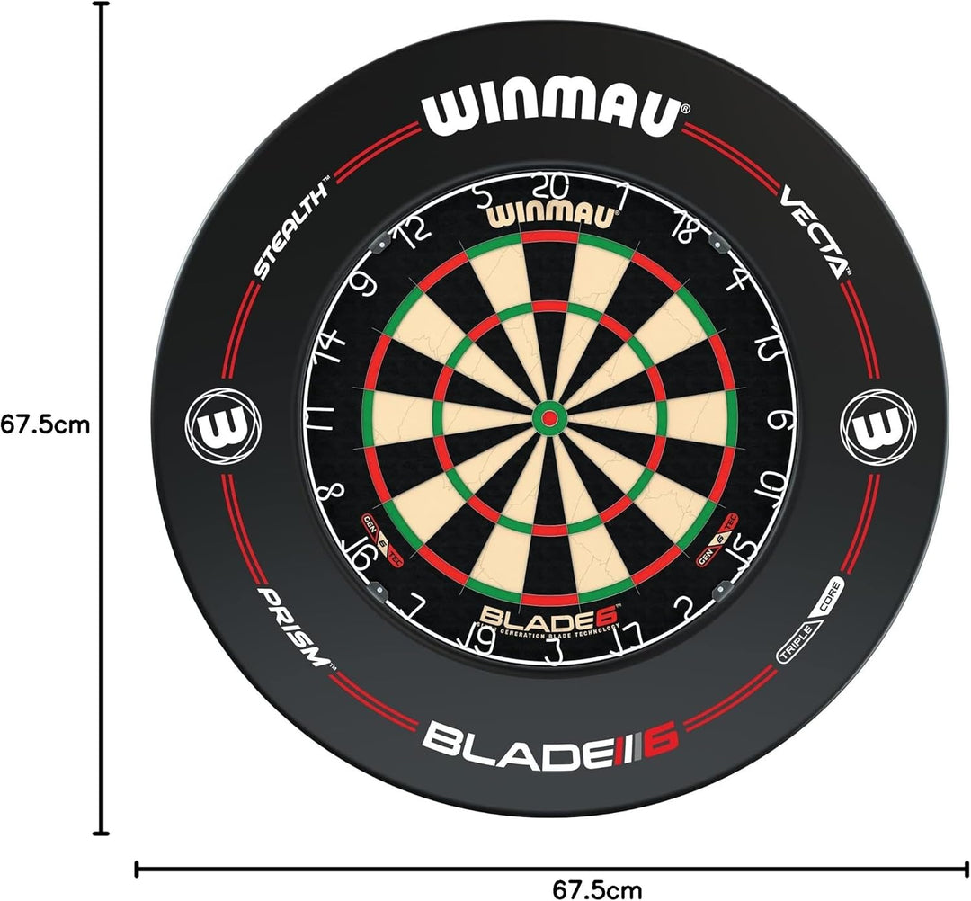 WINMAU Blade 6 Professionelle Bristle Klassische Dartscheibe with Surround und Darts Set (2 Sätze Da