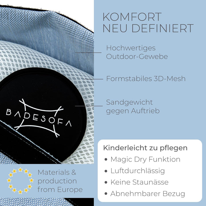 BADESOFA® Badewannen-Sitzkissen | Revolutionärer Komfort für Badewanne, Dusche & Whirpool | Waschbar