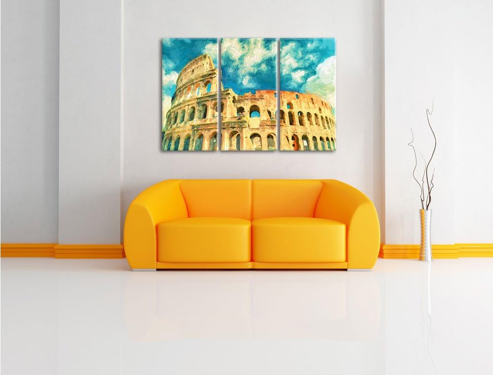 Pixxprint Colosseum bei Tag in Rom als Leinwandbild/Grösse: 3 Teilig (120x80) cm/Wandbild/Kunstdruck